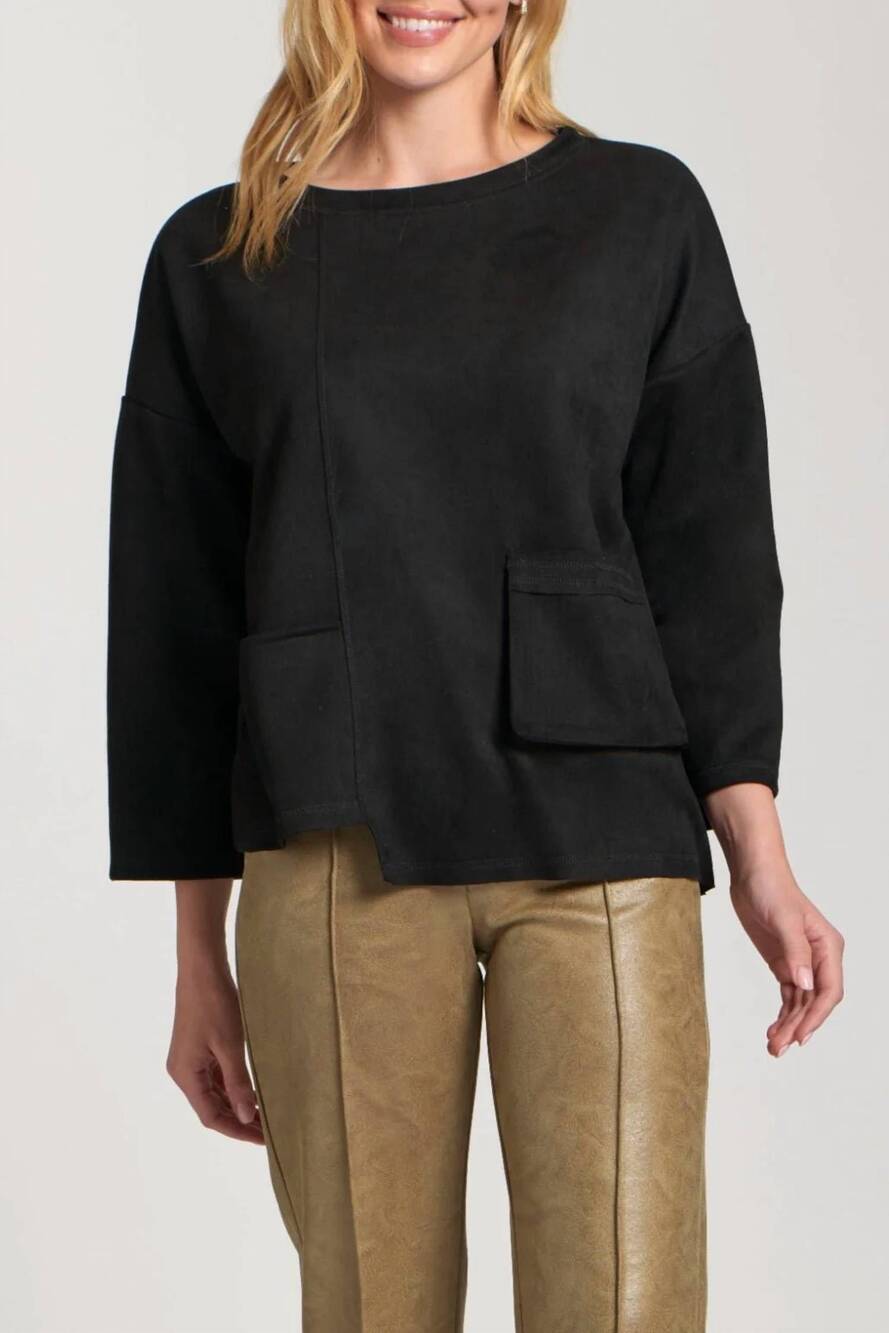 NEW APNY vegan leather pull over in black